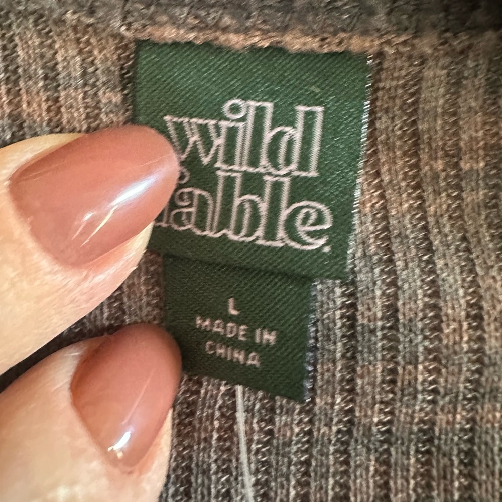 Wild Fable Womens Brown Long Sleeve Crop Top Cutout Top Cinch Tie - Picture 5 of 9